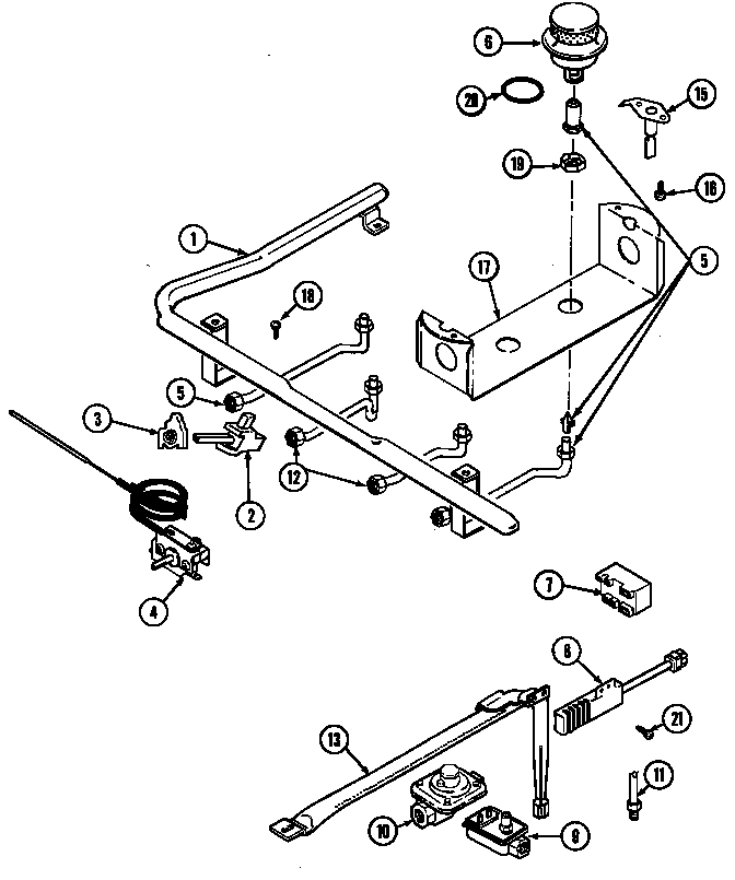 Magic Chef 6257XTA gas controls diagram