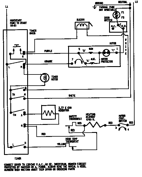 Magic Chef YE224LVC wiring information diagram