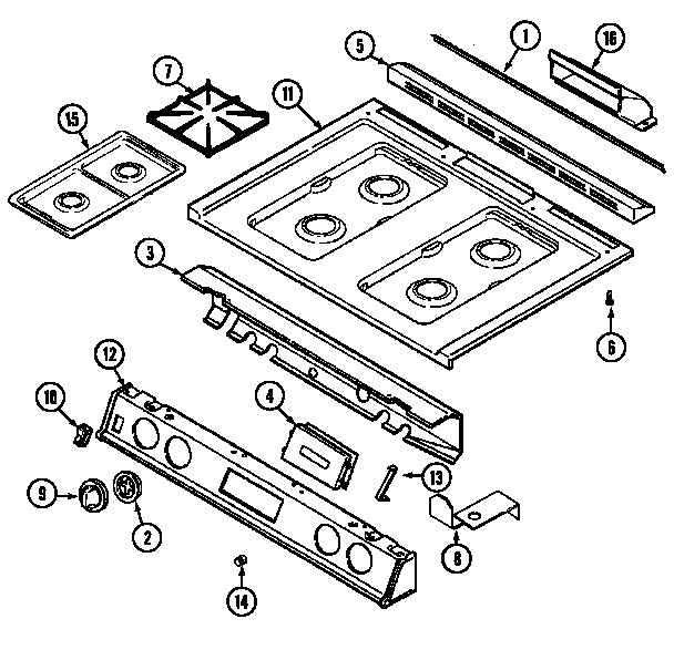 Magic Chef 6498XVB top assembly diagram