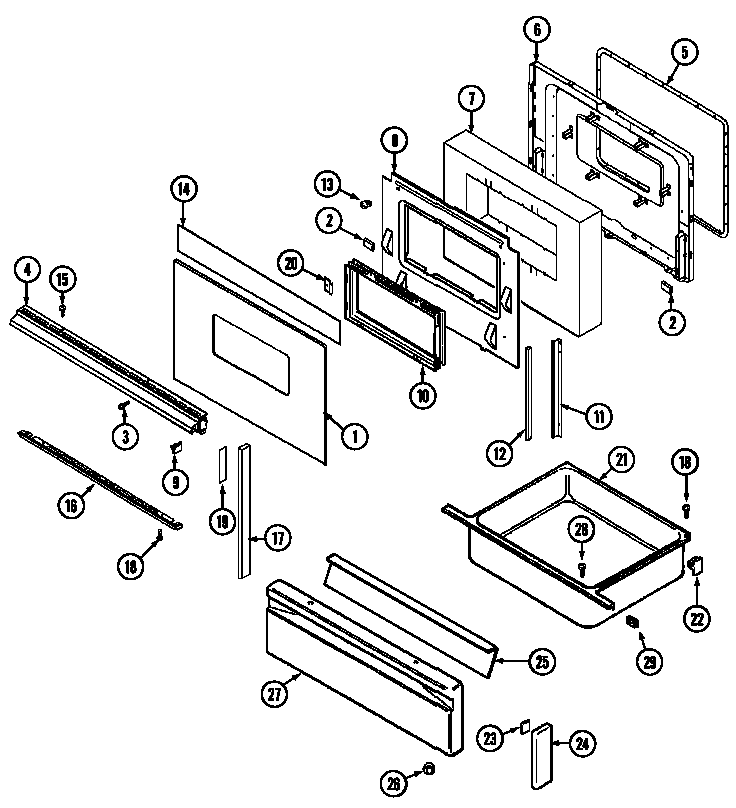 Magic Chef 6498XVB door/drawer diagram