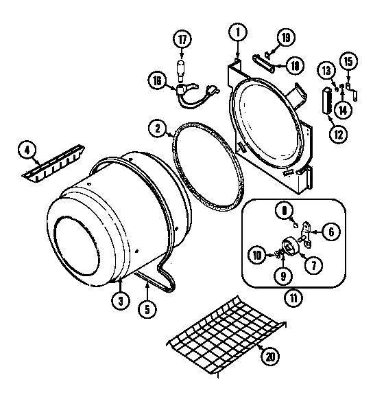 Jenn-Air JDE2000WC tumbler diagram
