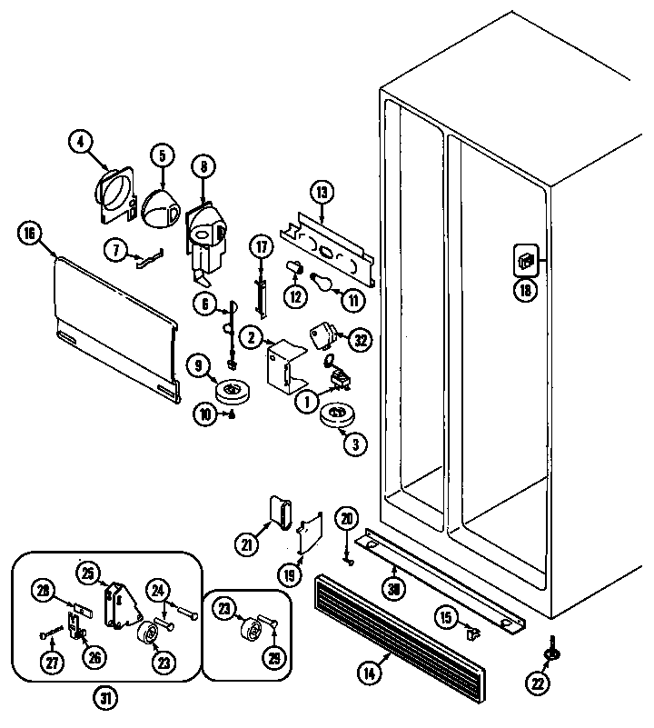 Crosley CS22Y7DW fresh food compartment diagram