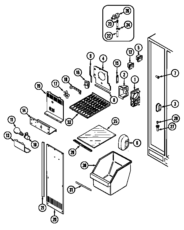 Crosley CS22Y7DW freezer compartment diagram