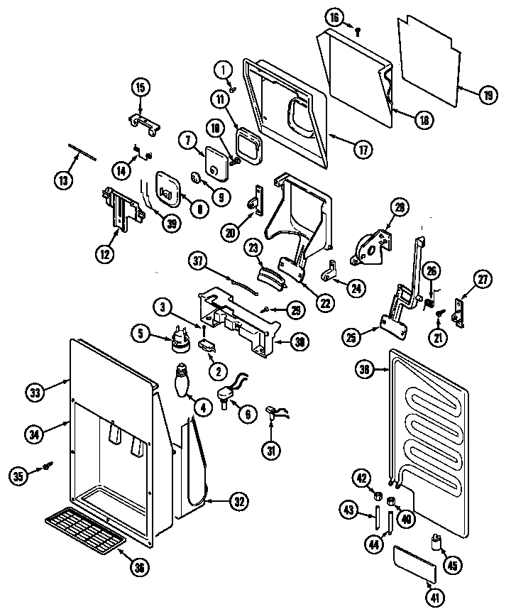 Crosley CS22Y7DW ice & water dispenser diagram