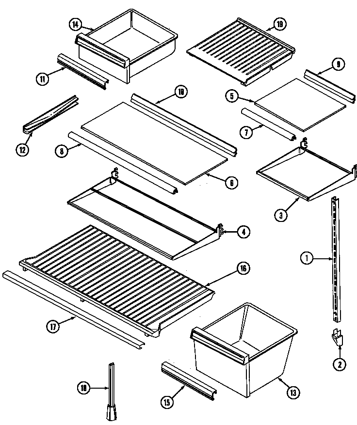 Crosley CT19Y5FW shelves & accessories diagram