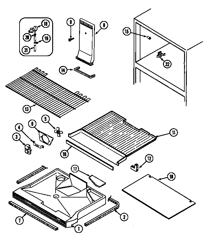 Crosley CT19Y5FW freezer compartment diagram