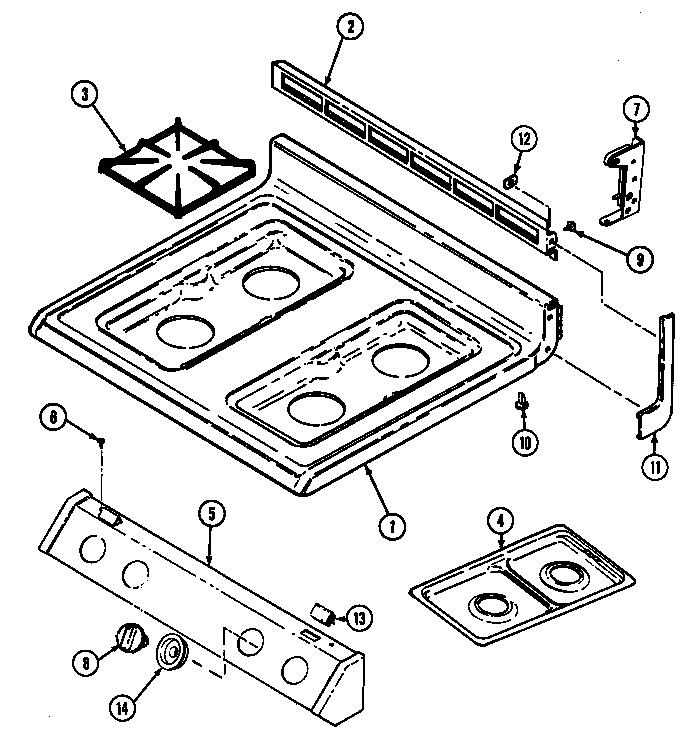 Jenn-Air FCG20500A top assembly diagram