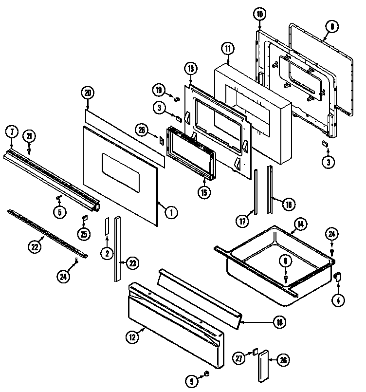 Magic Chef 3468XVA-X door/drawer (ser. pre. 10-14) diagram