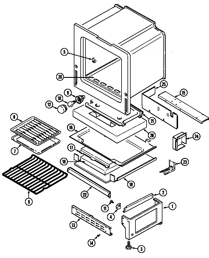 Magic Chef 3458SVA oven/base diagram