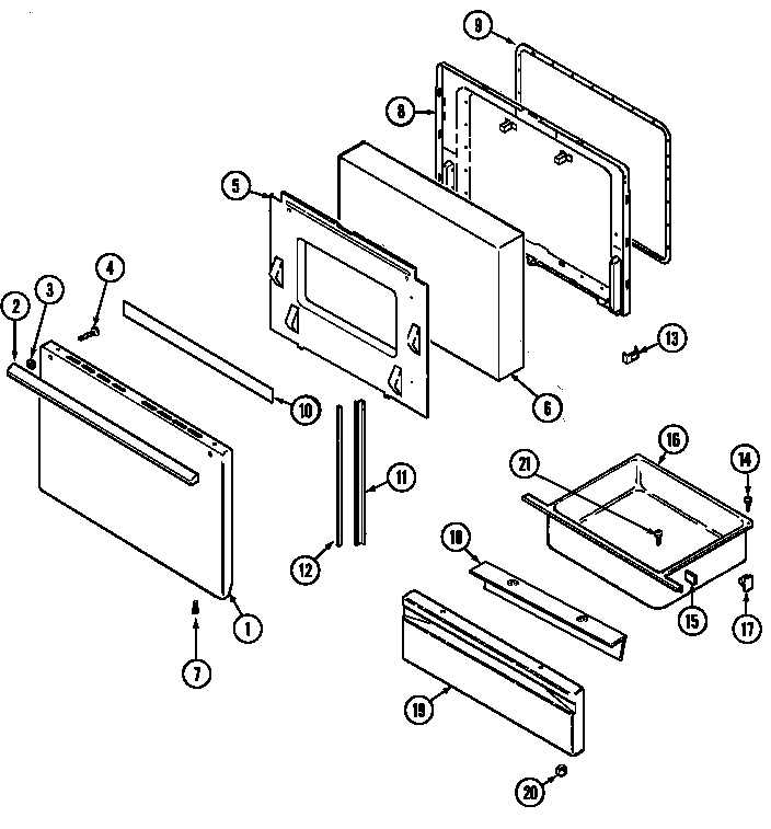 Magic Chef 3458SVA door/drawer (3458kv*) (3458kvw) diagram
