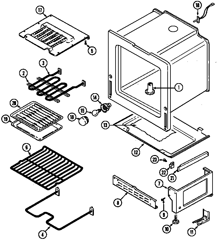Jenn-Air FCE10500B oven/base diagram