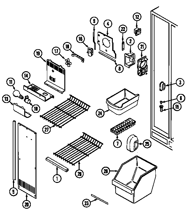 Maytag GS20A73V freezer compartment diagram