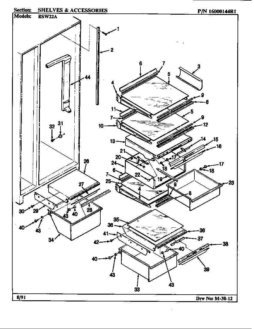 Maytag RSW22A/9M21A shelves & accessories diagram