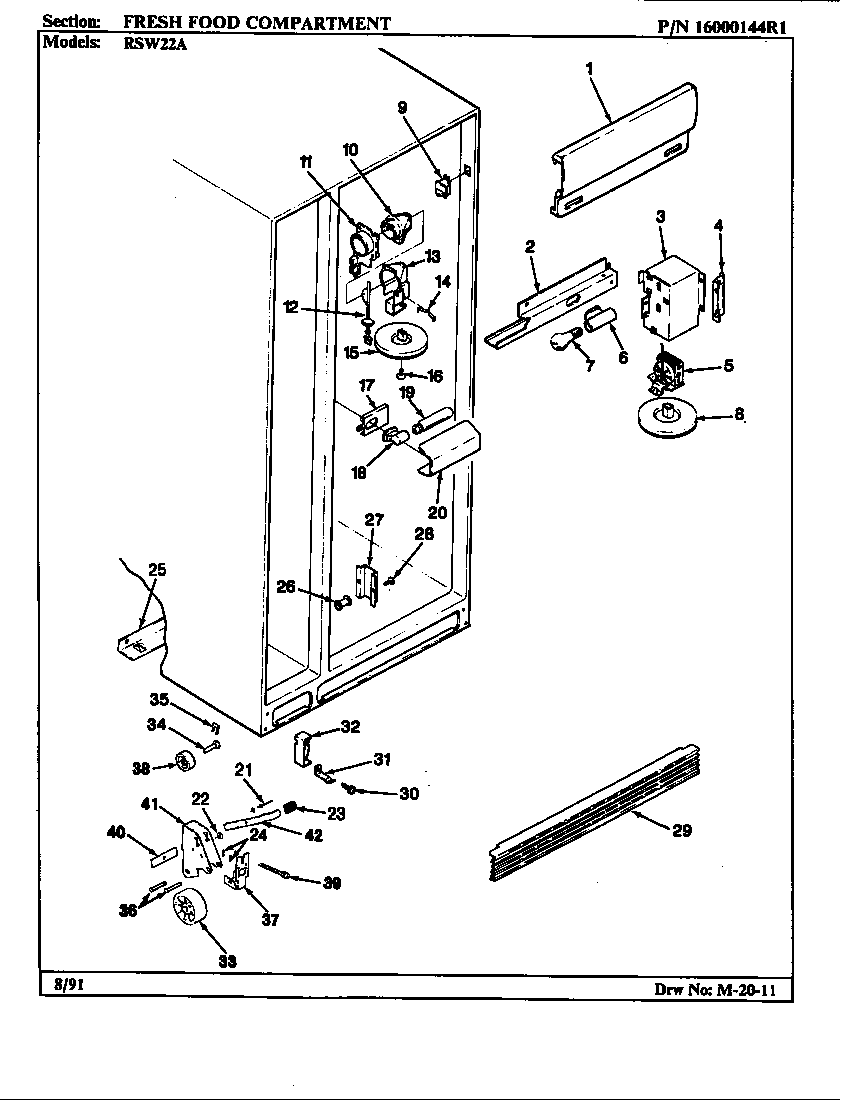 Maytag RSW22A/9M21A fresh food compartment diagram