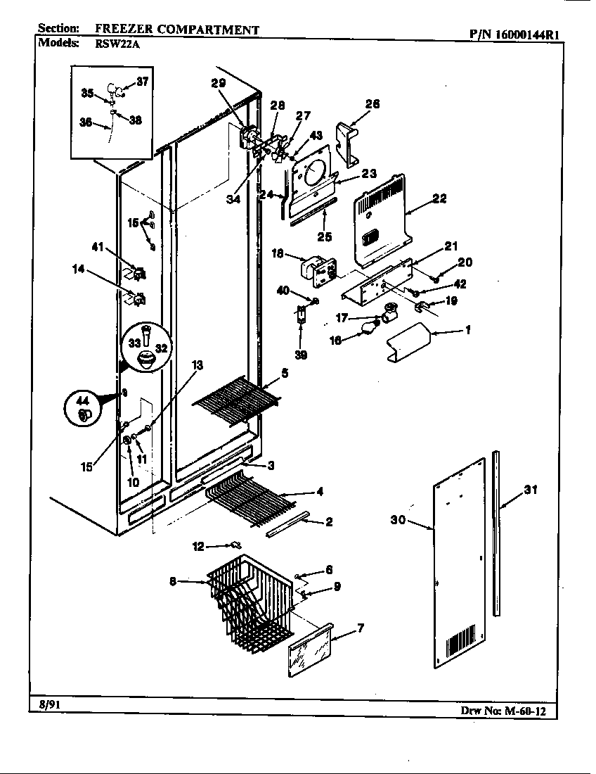 Maytag RSW22A/9M21A freezer compartment diagram
