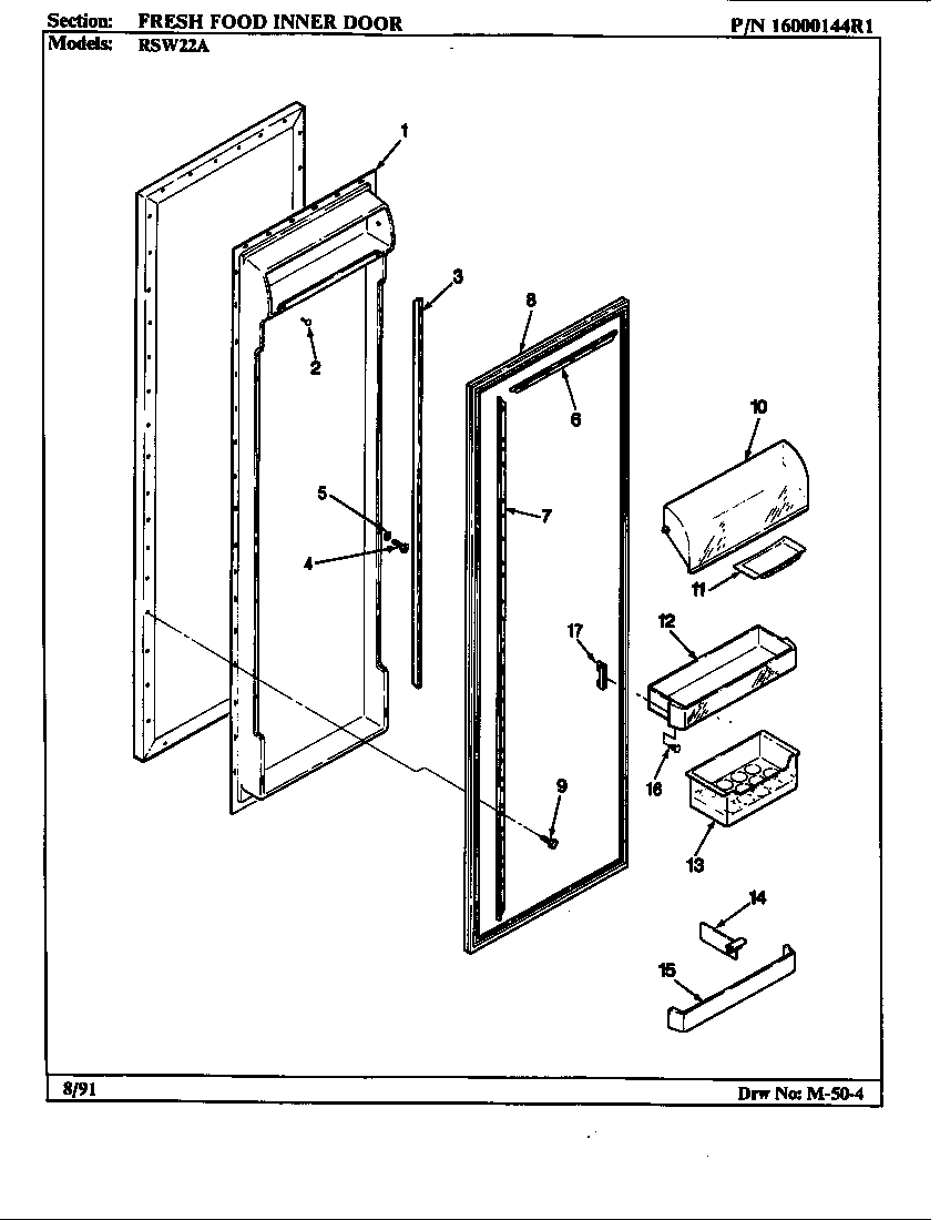 Maytag RSW22A/9M21A fresh food inner door diagram