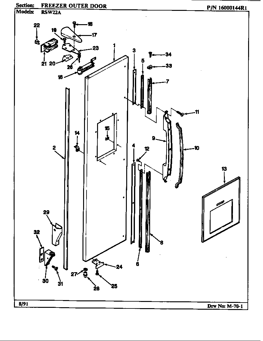Maytag RSW22A/9M21A freezer outer door diagram