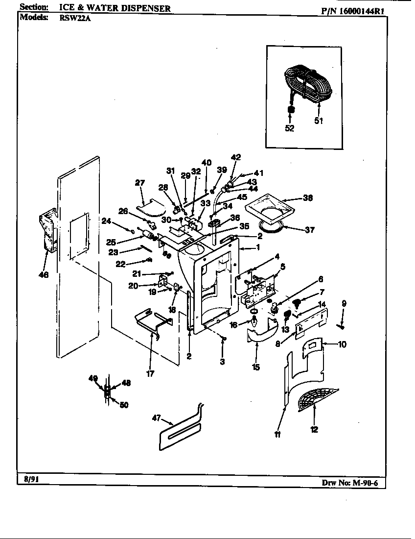 Maytag RSW22A/9M21A ice & water dispenser diagram
