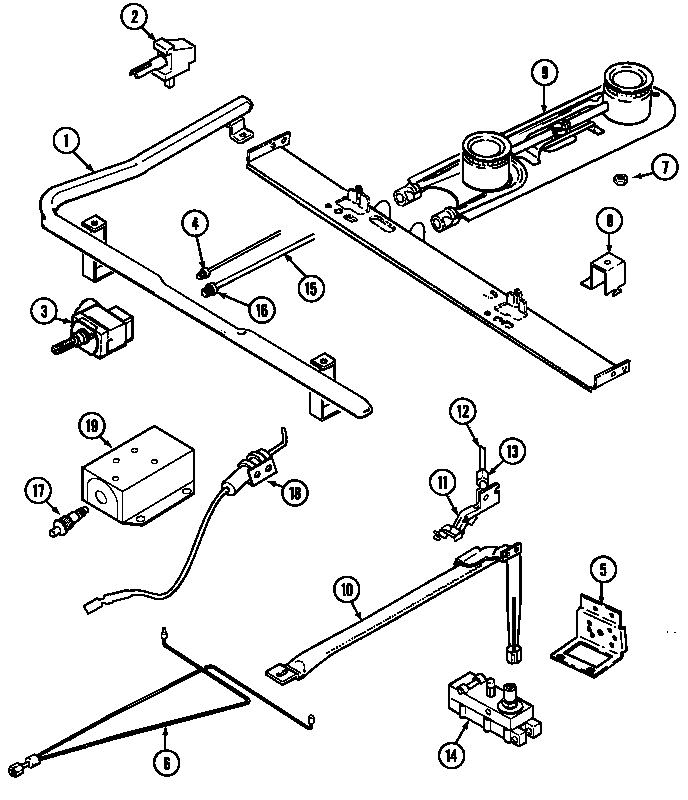 Maytag GA3110PRWM gas controls diagram