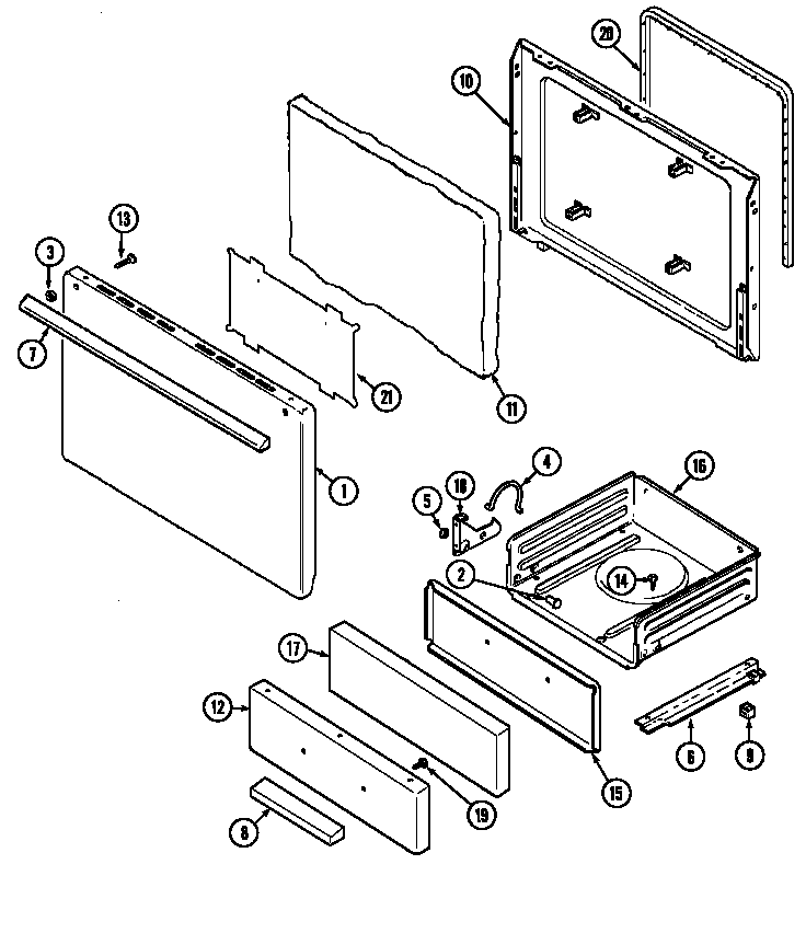 Maytag GA3110PRWM door/drawer diagram