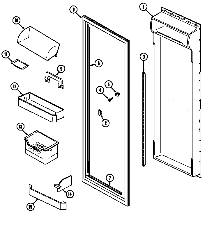 Maytag RST2200FAE fresh food inner door diagram