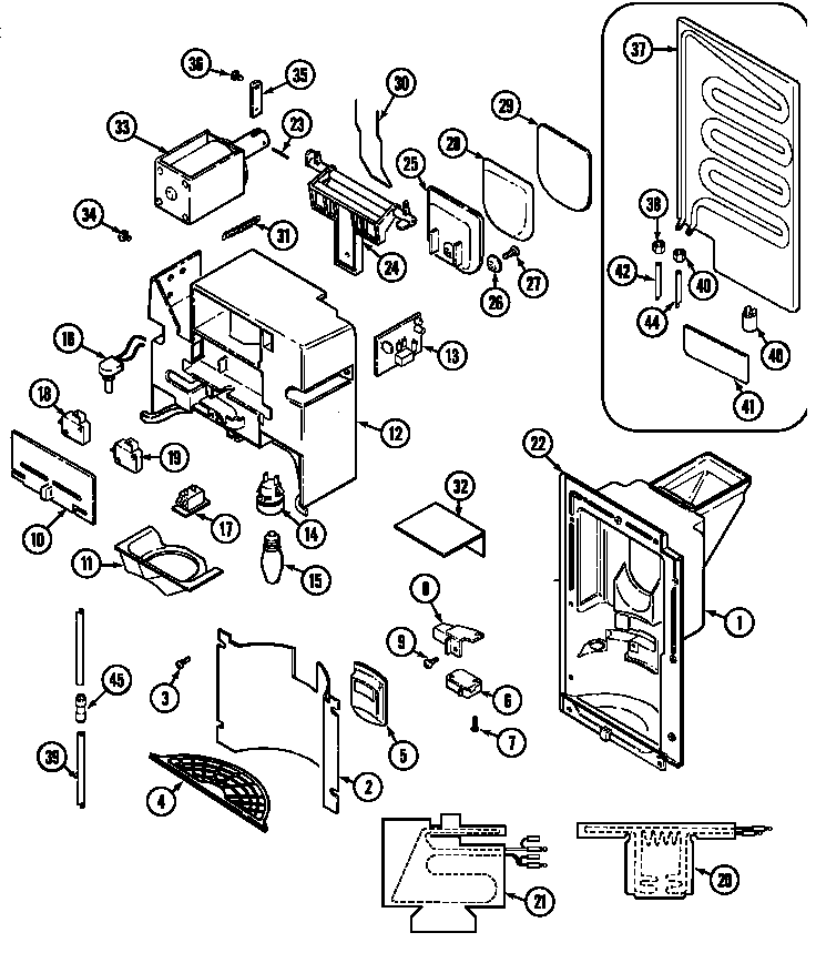 Maytag RST2200FAE ice & water dispenser diagram