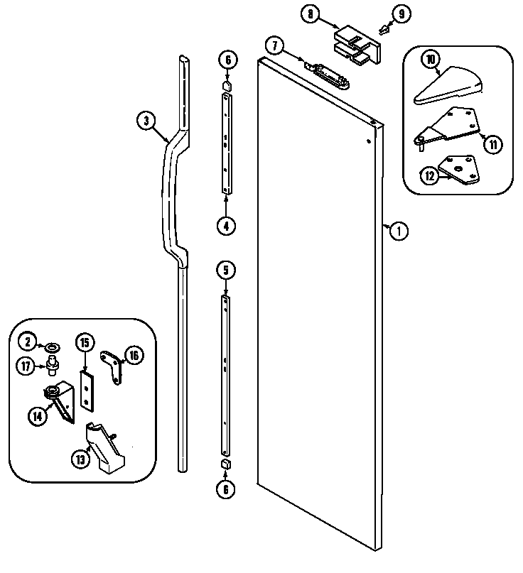 Jenn-Air JRSD229B fresh food outer door diagram