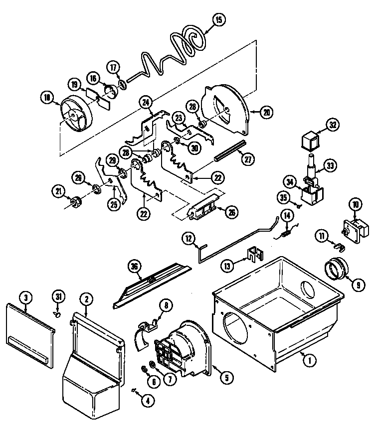 Jenn-Air JRSD229B ice crusher & bin diagram