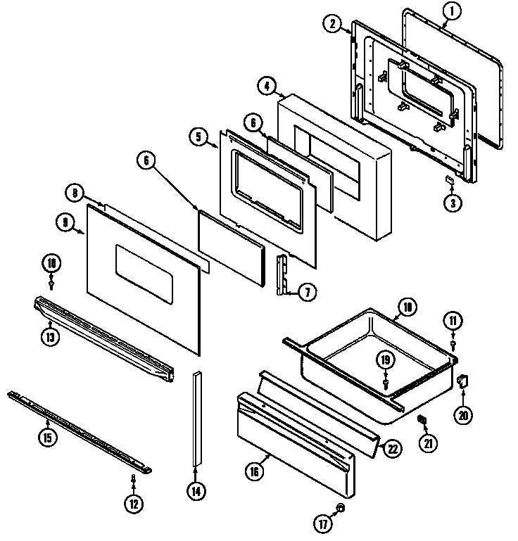 Magic Chef 3458XVS door/drawer diagram