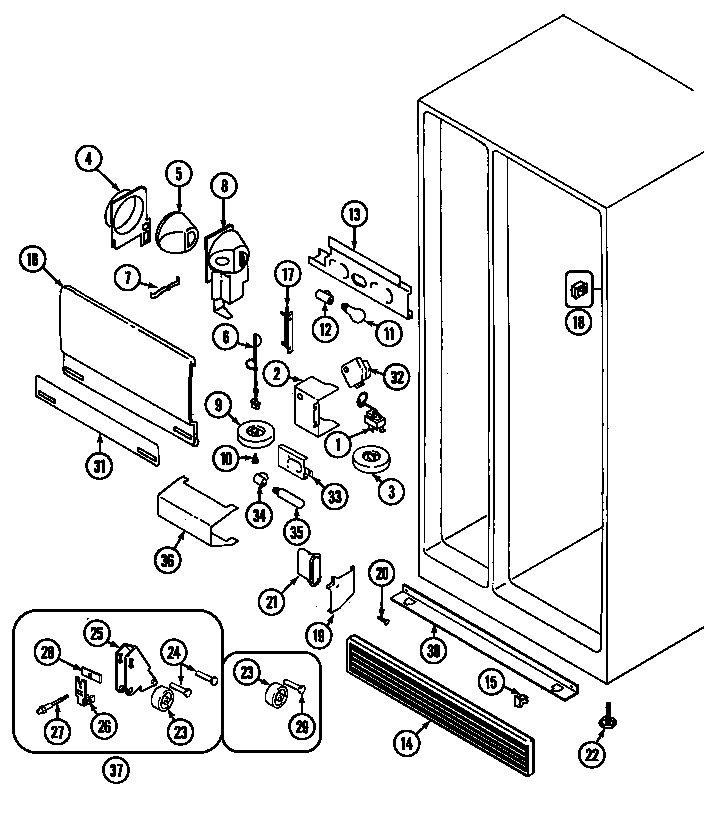 Jenn-Air JRSD2490B fresh food compartment diagram
