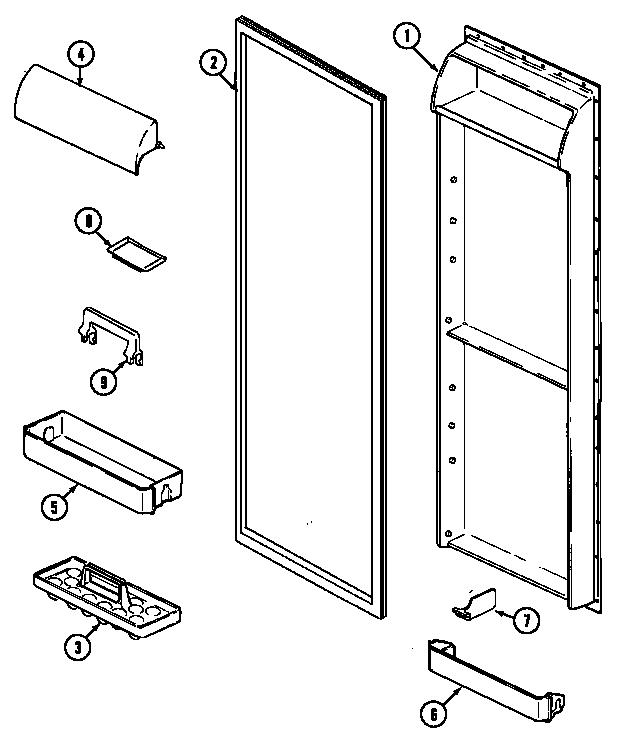 Jenn-Air JRSD2490B fresh food inner door diagram