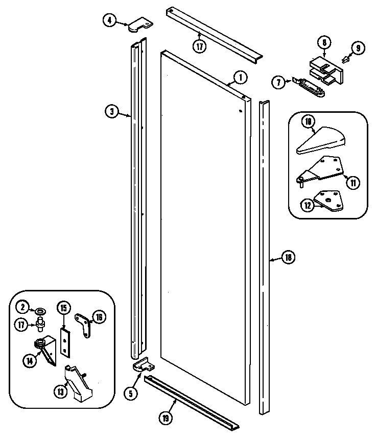 Jenn-Air JRSD2490TW fresh food outer door diagram