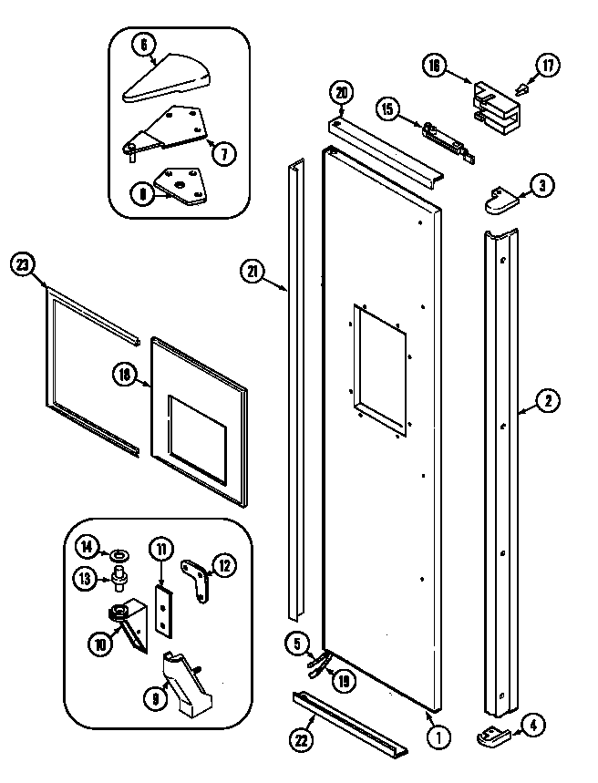 Jenn-Air JRSD2490TW freezer outer door diagram