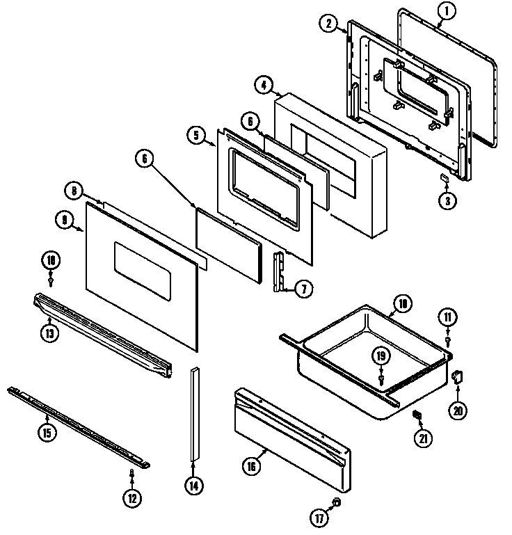 Magic Chef C3862VYV door/drawer diagram