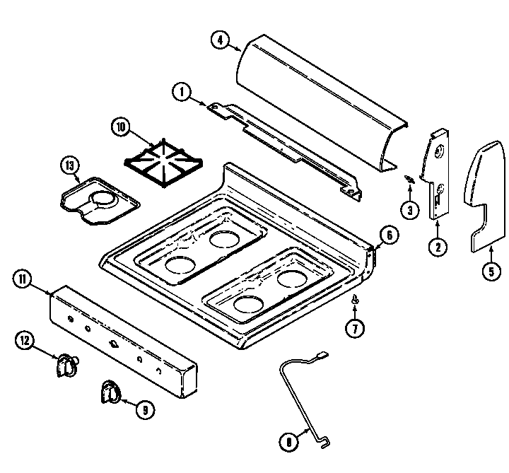 Norge N31100PAA control panel/top assembly diagram