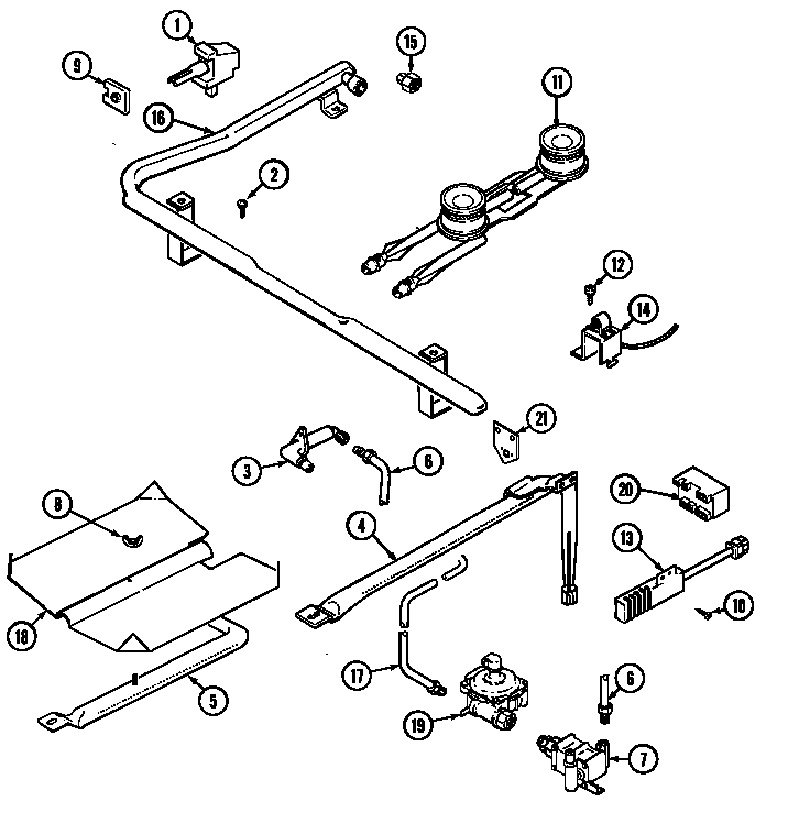 Magic Chef 3422PVA gas controls diagram