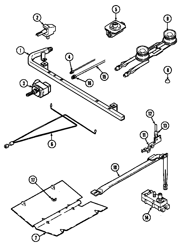 Maytag S31000PAWD gas controls diagram