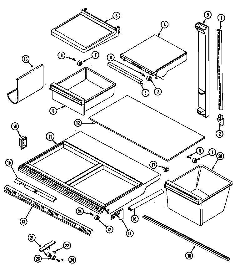 Jenn-Air JRT199W shelves & accessories diagram