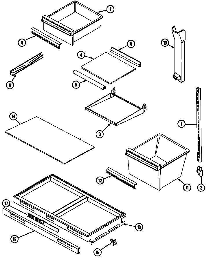 Jenn-Air JRT1960A shelves & accessories diagram
