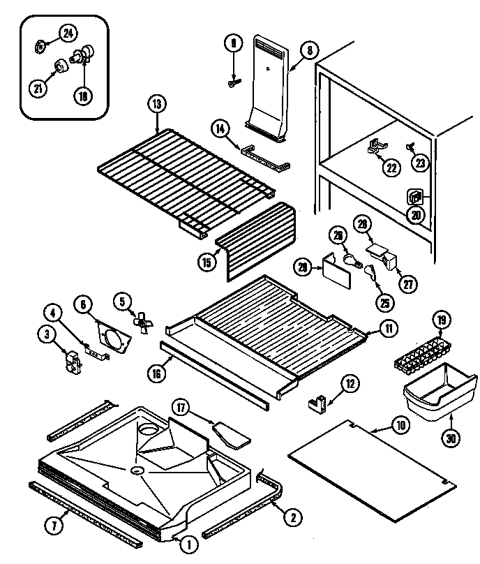 Jenn-Air JRT1960A freezer compartment diagram