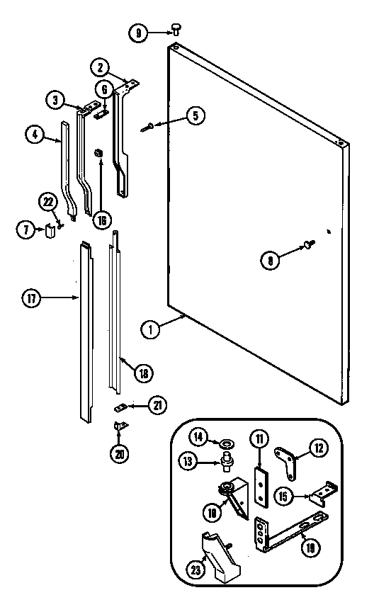 Jenn-Air JRT1960A fresh food outer door diagram