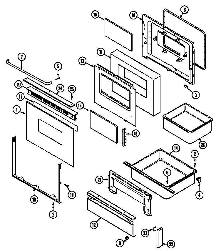 Maytag CRG9830CAM door/drawer diagram