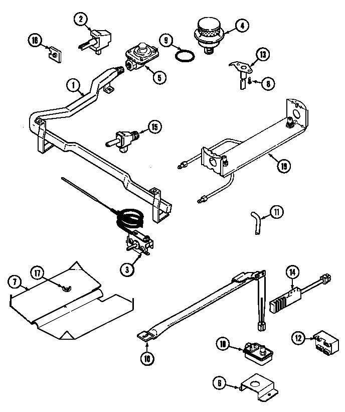 Maytag CRG7400CAE gas controls diagram