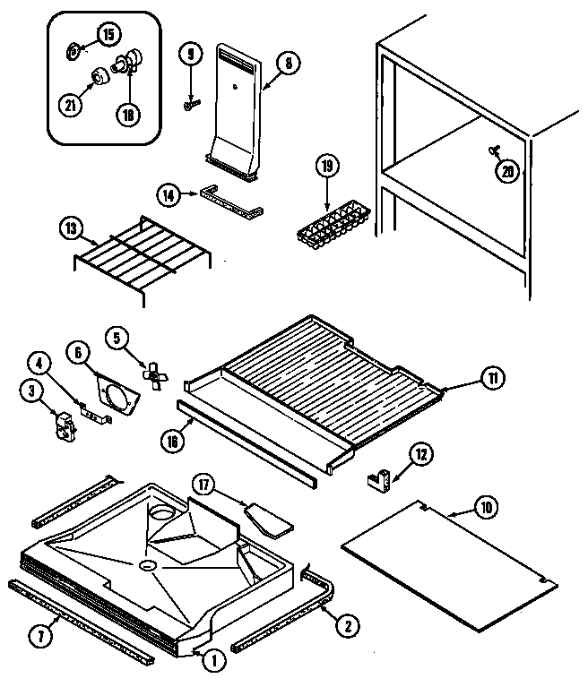 Magic Chef RB151AV freezer compartment diagram