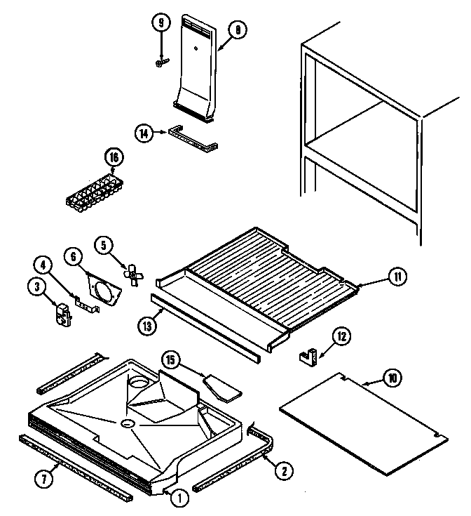 Magic Chef RB170AV freezer compartment diagram