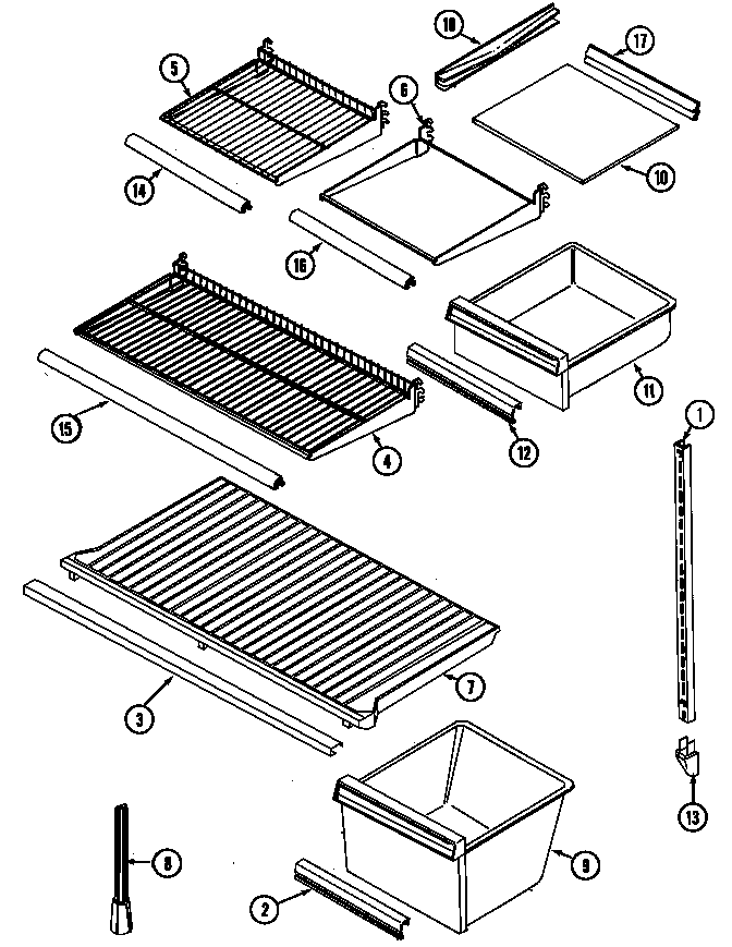 Norge NT177PA shelves & accessories diagram