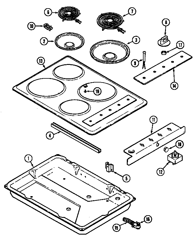 Maytag X8610RT top assembly (x8610ra) (x8610rv) diagram
