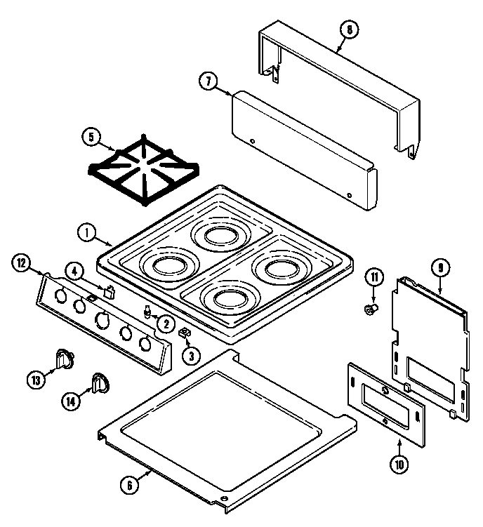 Magic Chef 1100PAA top assembly diagram