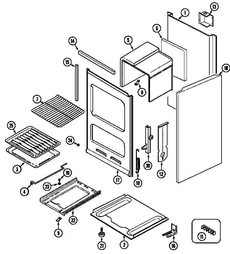 Magic Chef 1100PAA oven/body diagram