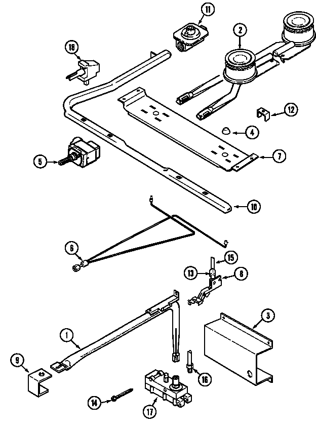 Magic Chef 1100PAA gas controls diagram